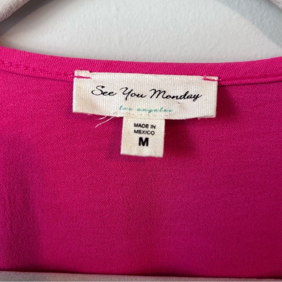 Barbiecore Pink Tie-Front Dress | Romantic Coquette Style Women’s Sz Medium - Picture 2 of 4